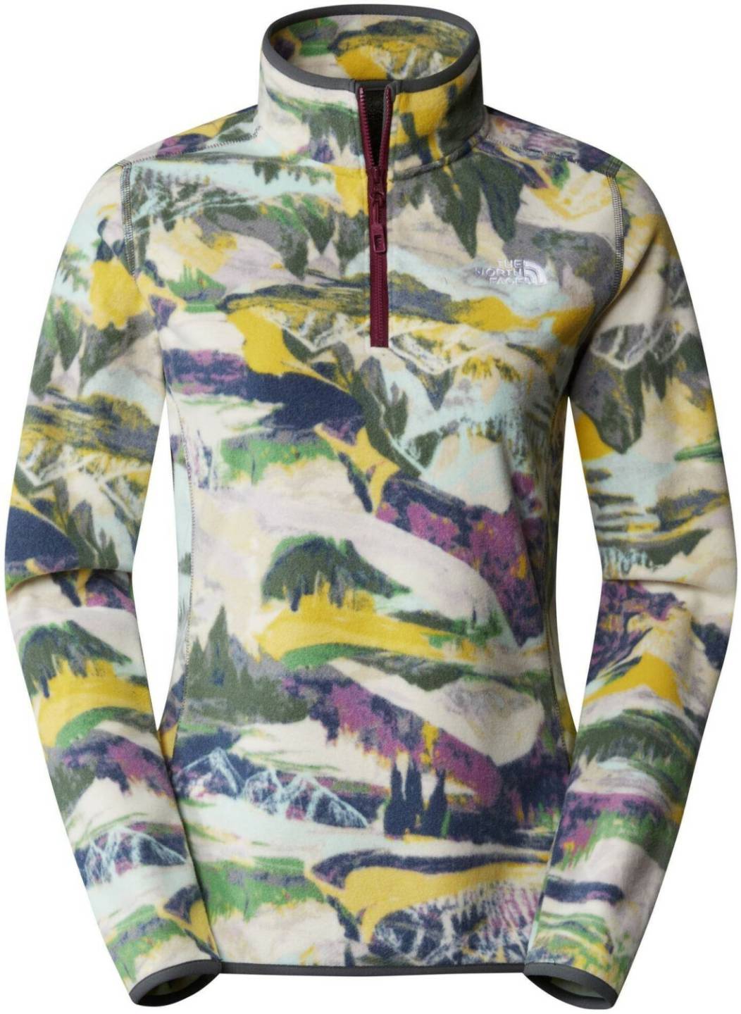 Outdoorbekleidung The North Face Womens 100 Glacier Printed 1/4 Zip (8591) black currant purple tr
